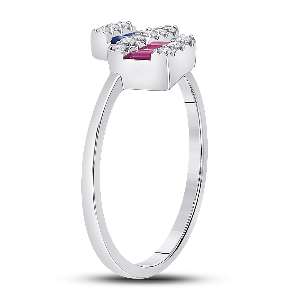 14Kt White Gold Womens Baguette Blue Sapphire Modern Fashion Ring 1/2 Cttw (2.41 grams)