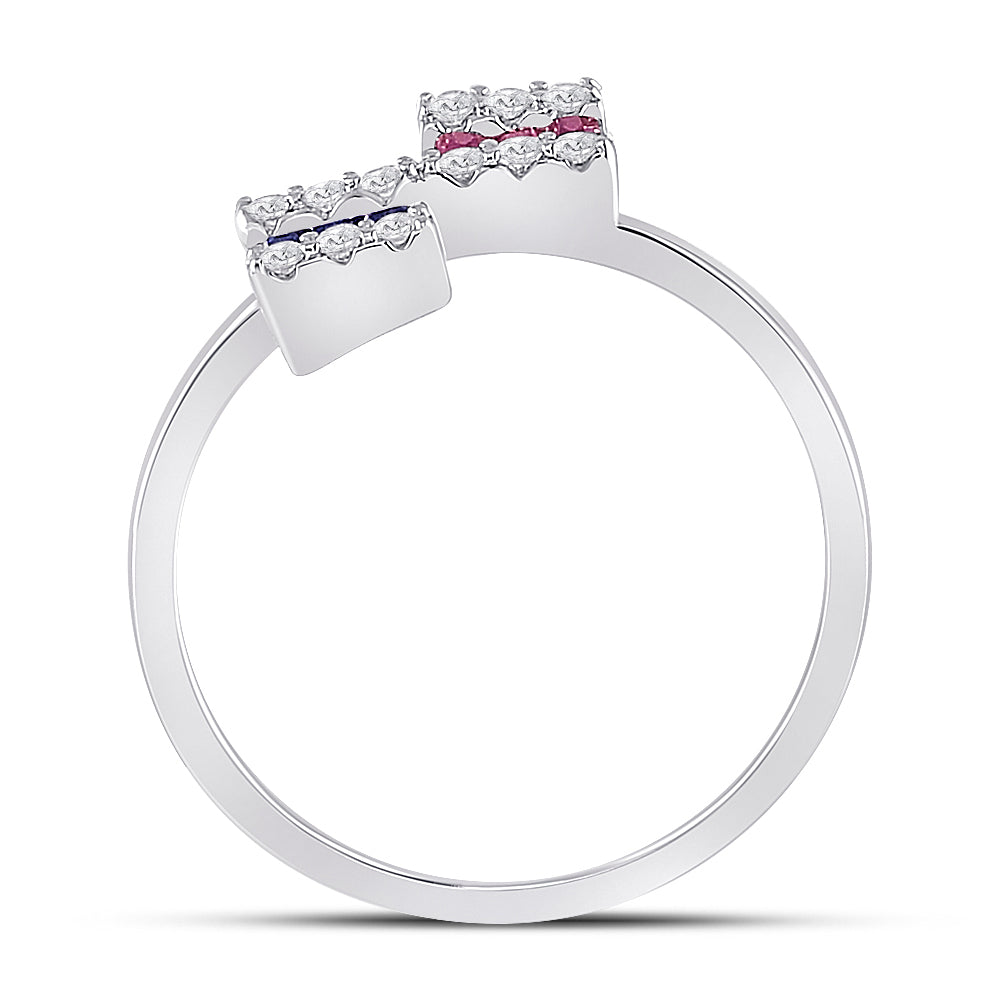 14Kt White Gold Womens Baguette Blue Sapphire Modern Fashion Ring 1/2 Cttw (2.41 grams)