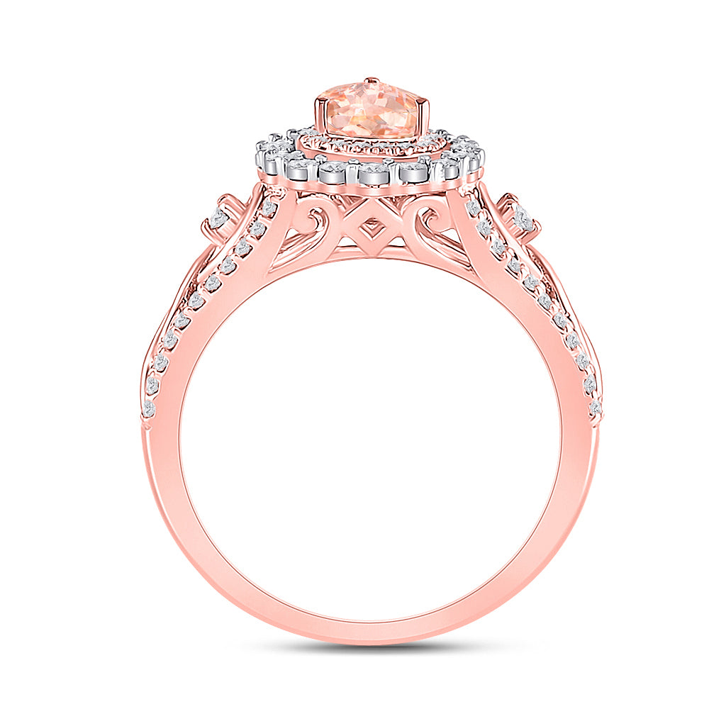 3/8 Ctw-Dia 1/2Ct-Morganite Ring (3.69 grams)