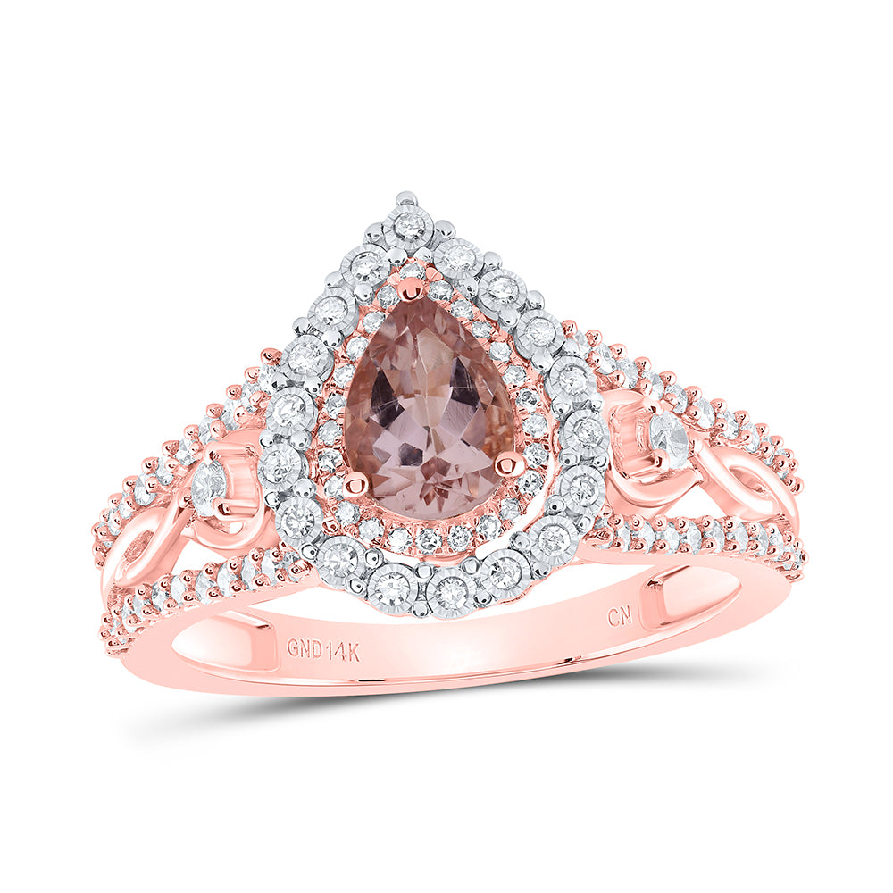 3/8 Ctw-Dia 1/2Ct-Morganite Ring (3.69 grams)
