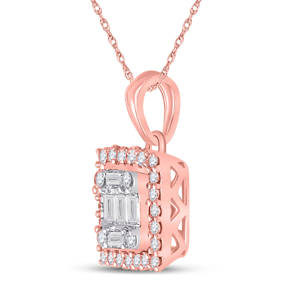 14Kt Rose Gold 1/5Ct-Dia Ana M Diana Square Pendant (1.08 grams)