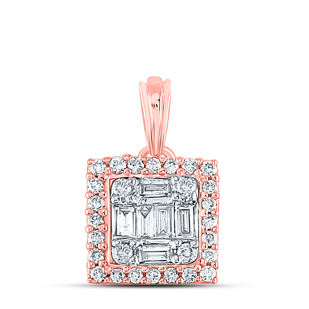 14Kt Rose Gold 1/5Ct-Dia Ana M Diana Square Pendant (1.08 grams)