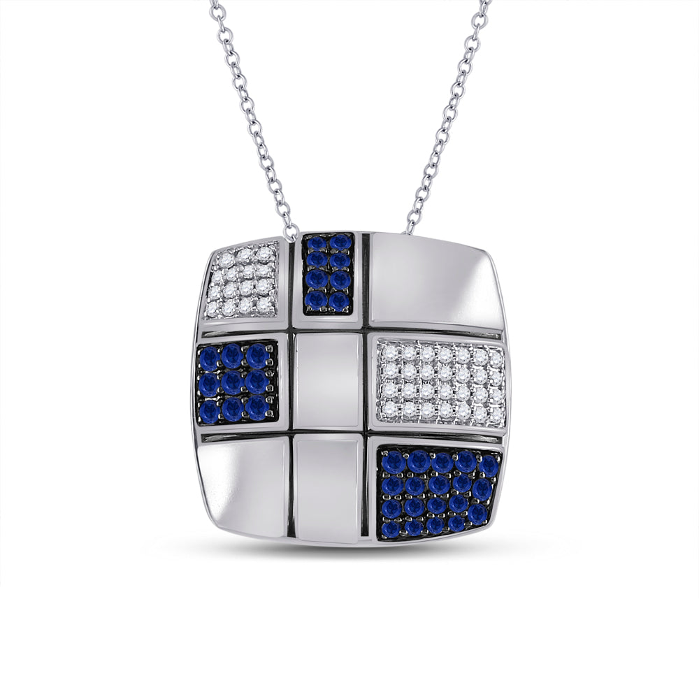 1/6Ctw-Diamond 3/8Ct-Sapphire Natural Gem Pendant (6.18 grams)