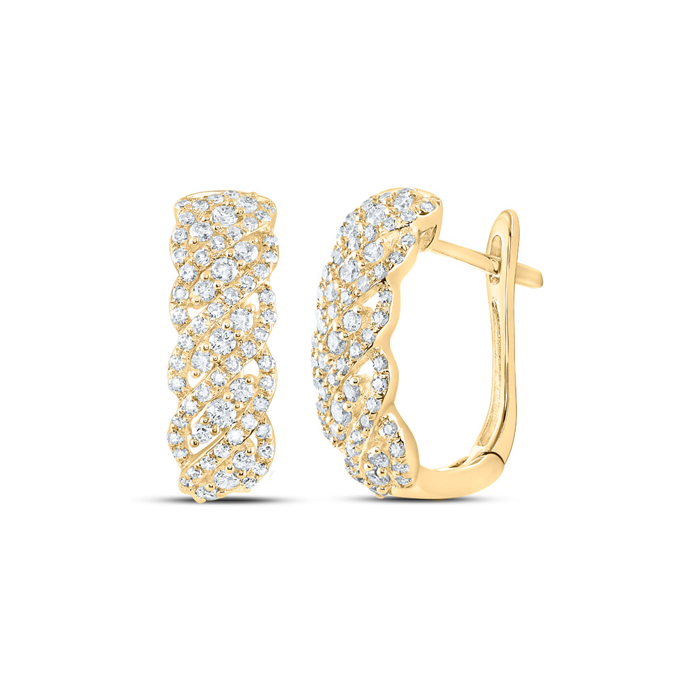 14Kt Yellow Gold Womens Round Diamond Fashion Hoop Earrings 5/8 Cttw (3.14 grams)