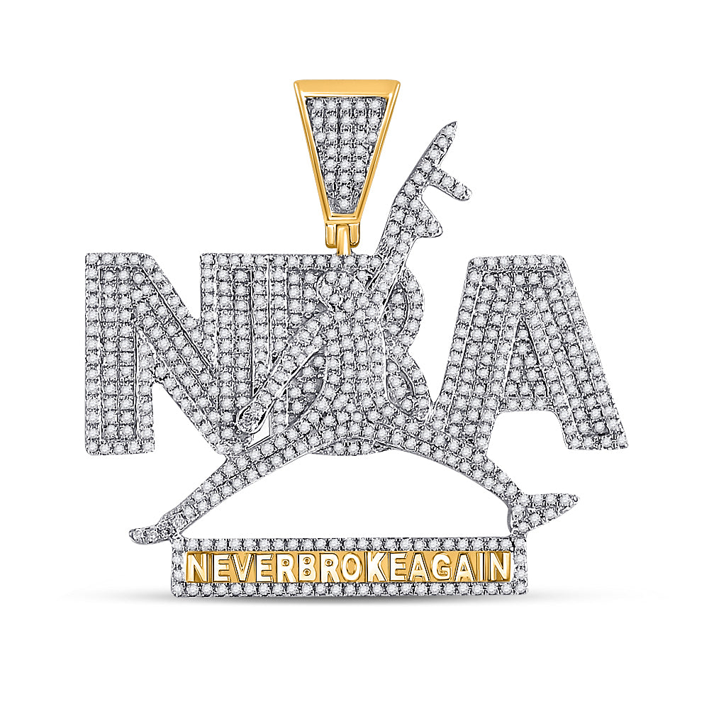 10Kt Yellow Gold 1 1/2Ctw-Dia Nba And Never Broke Again Mens Charm (6.17 grams)