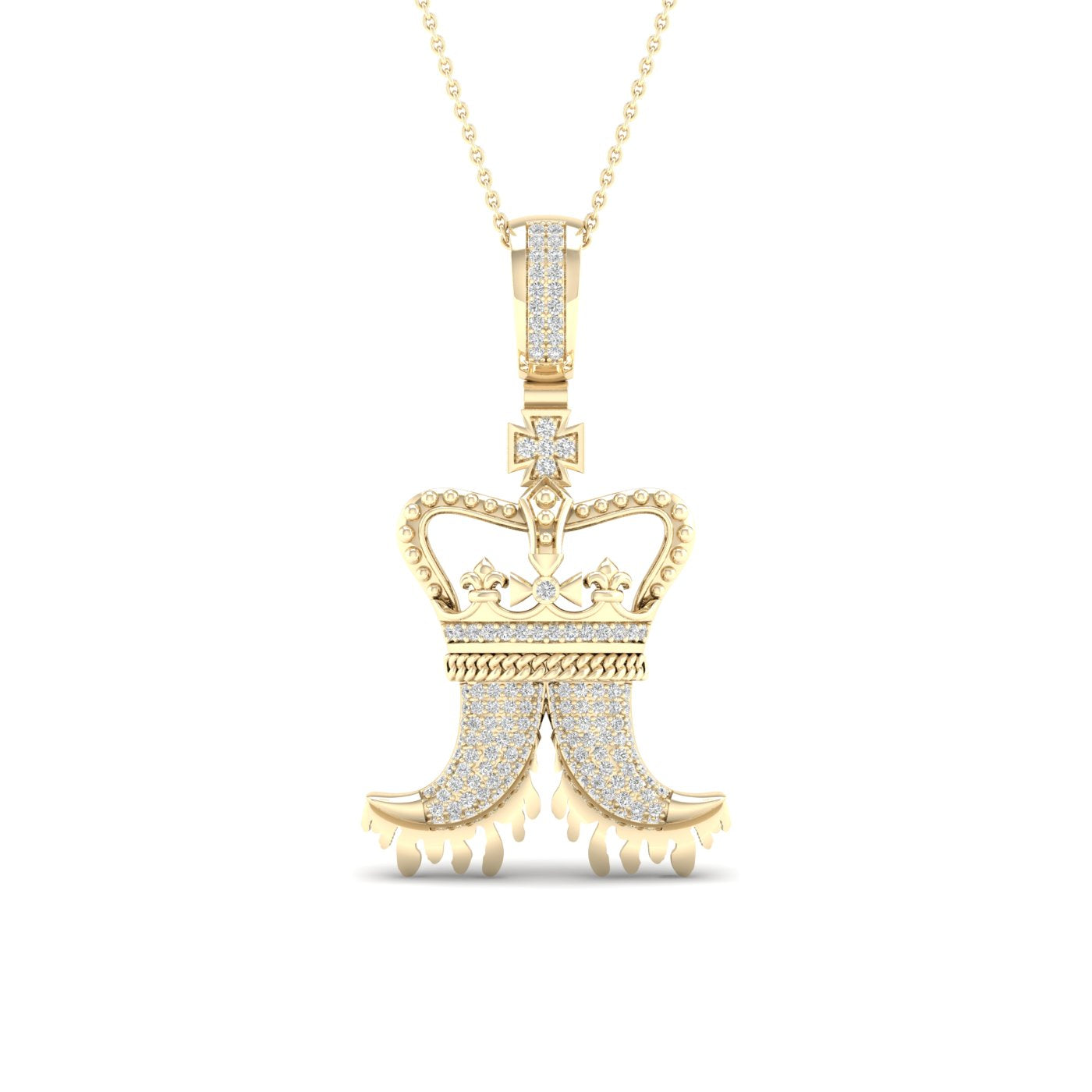 10Kt Yellow Gold 1/3Ct-Dia Micro-Pave Men'S Charm (2.27 grams)