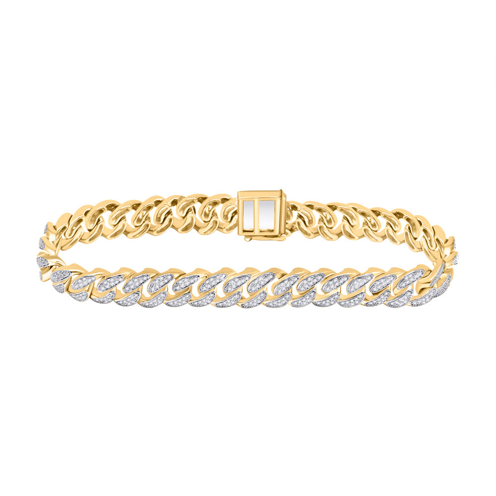 14Kt Yellow Gold 2Ctw-Dia P1 Small Cuban Link Mens Bracelet (8.50 Inch) (39.5 grams)