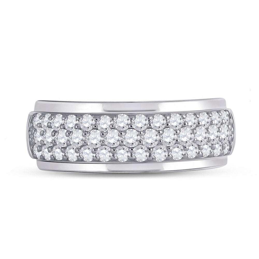 14Kt White Gold 1 1/2Ct Diamond Fashion High Mens Band (7.24 grams)