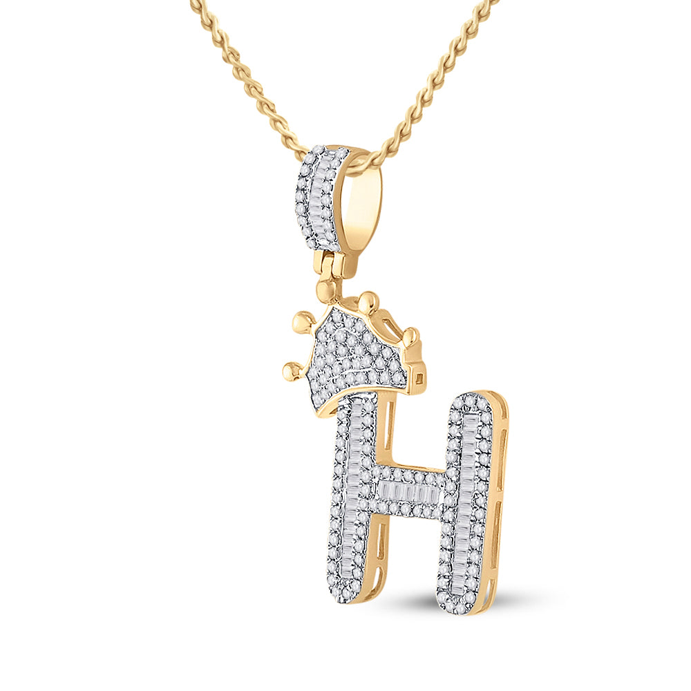 5/8Ct-Dia P1P2 Crown Initial "H" Mens Pendant (2.05 grams)