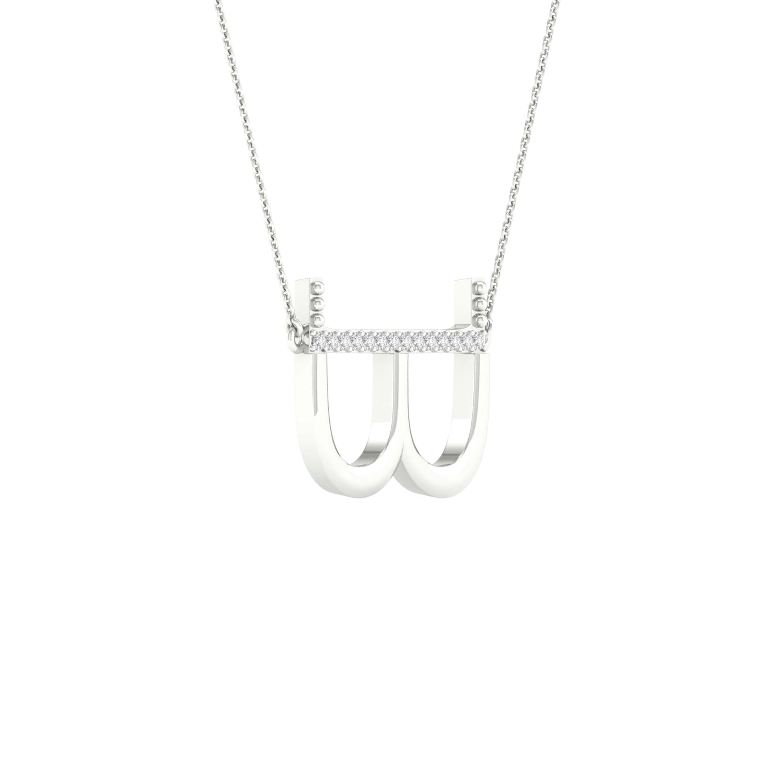 10Kt White Gold 1/20Ctw-Dia Ladies Initial B" Necklace" (1.11 grams)