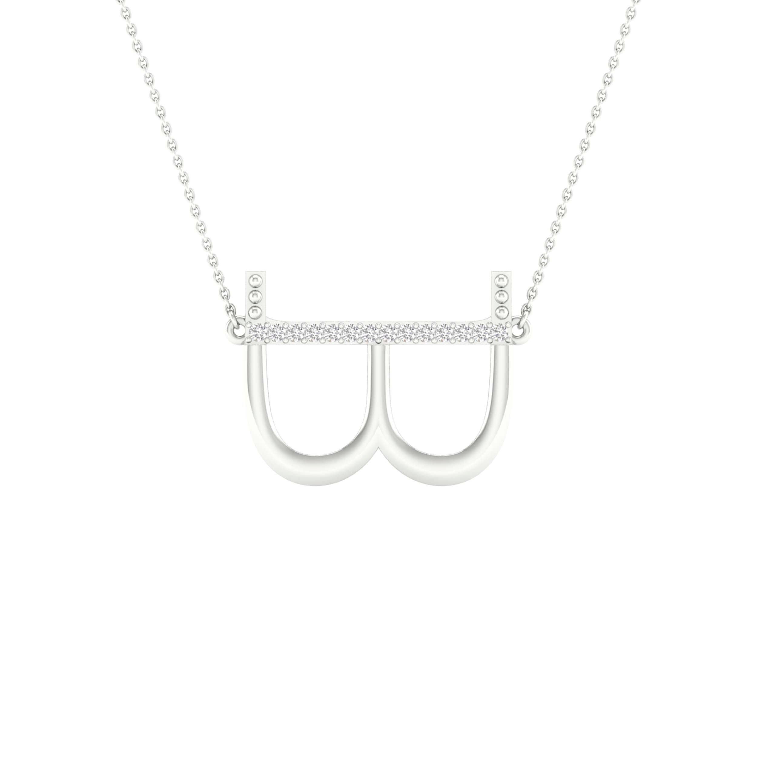 10Kt White Gold 1/20Ctw-Dia Ladies Initial B" Necklace" (1.11 grams)