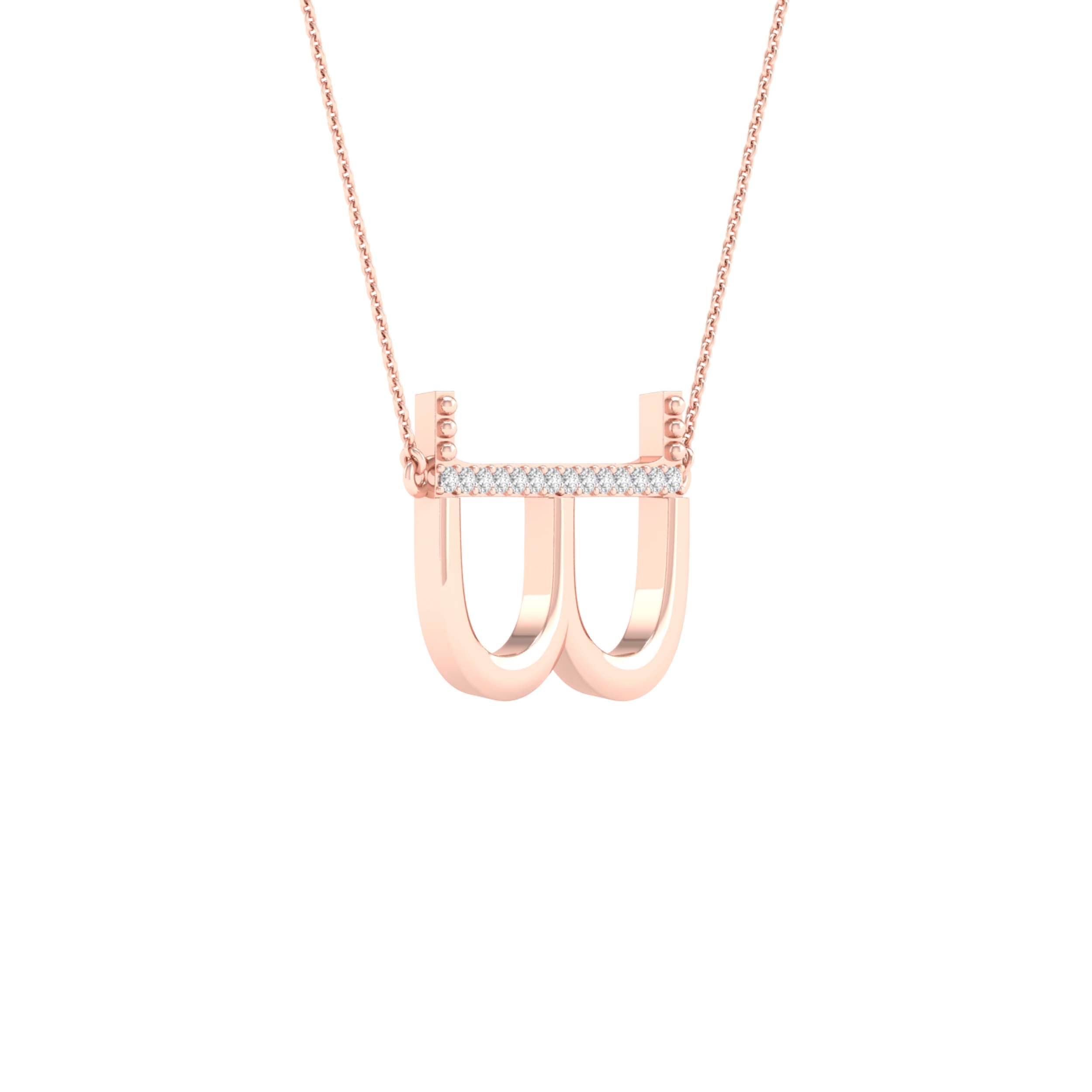 10Kt Rose Gold 1/20Ctw-Dia Ladies Initial B" Necklace" (1.11 grams)