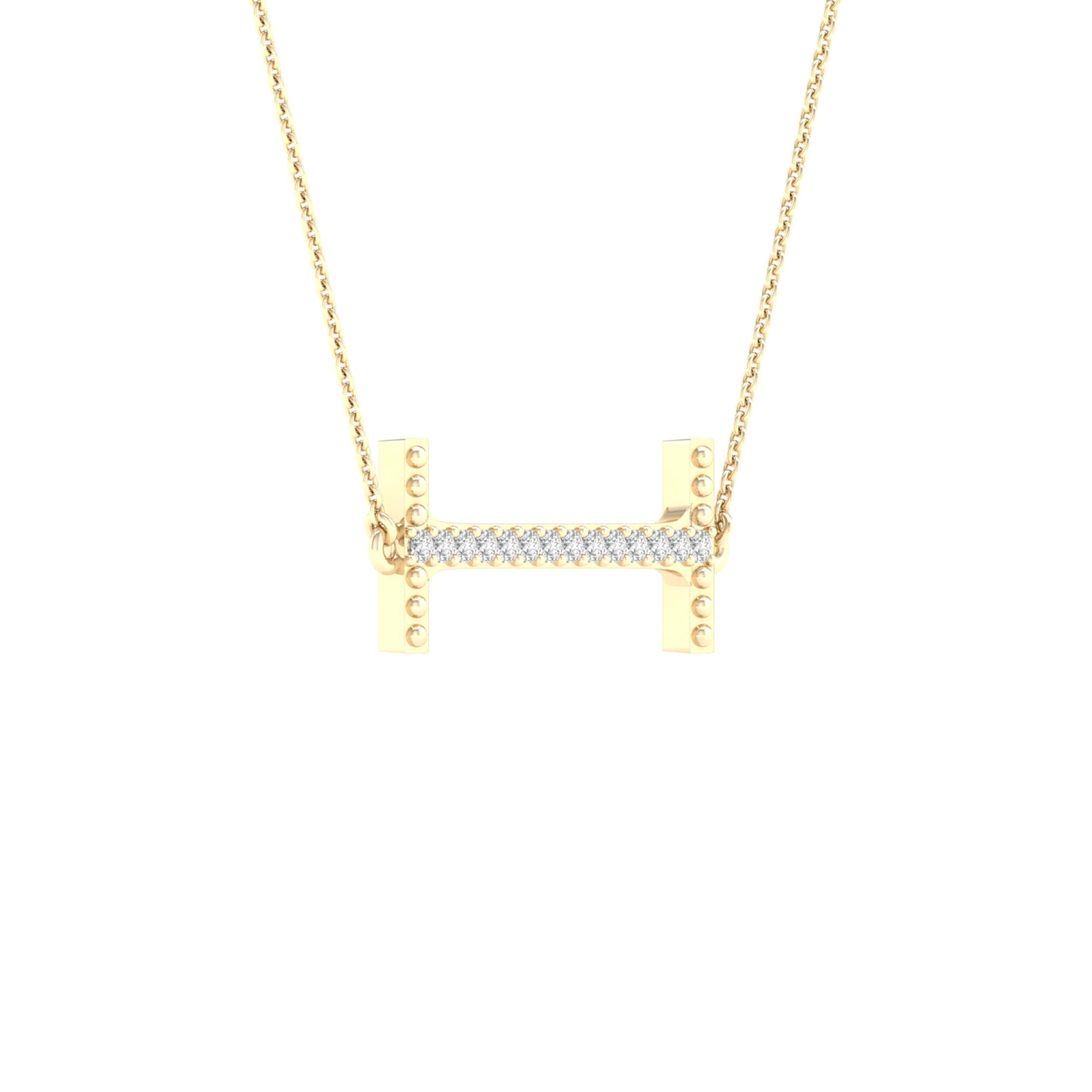 10Kt Yellow Gold 1/20Ctw-Dia Ladies Initial I" Necklace" (0.75 grams)