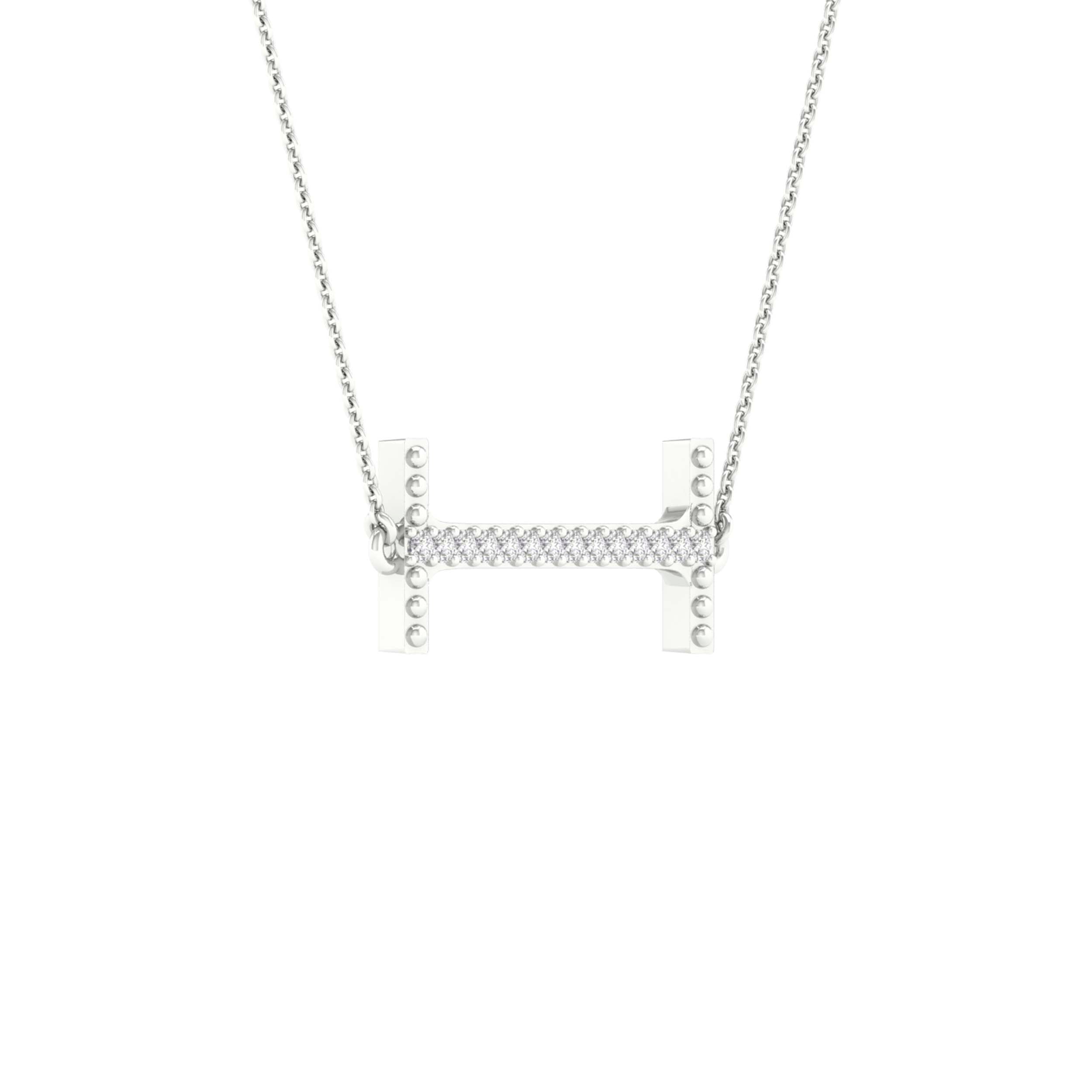 10Kt White Gold 1/20Ctw-Dia Ladies Initial I" Necklace" (0.75 grams)