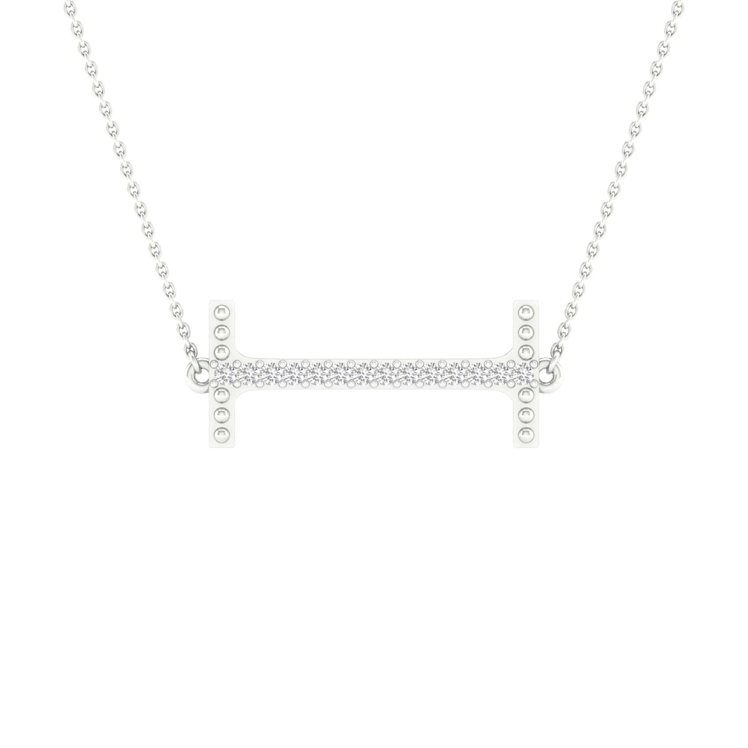 10Kt White Gold 1/20Ctw-Dia Ladies Initial I" Necklace" (0.75 grams)
