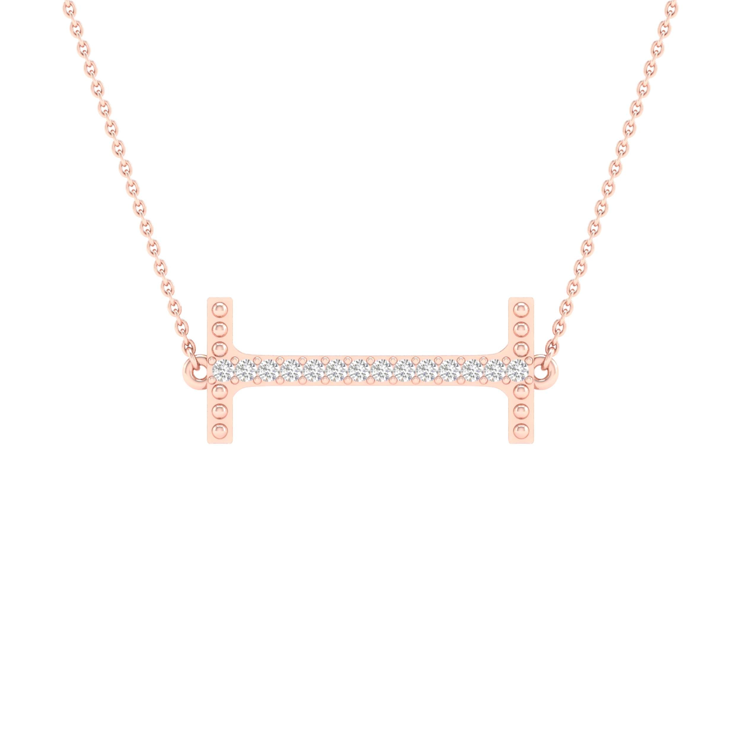 10Kt Rose Gold 1/20Ctw-Dia Ladies Initial I" Necklace" (0.75 grams)