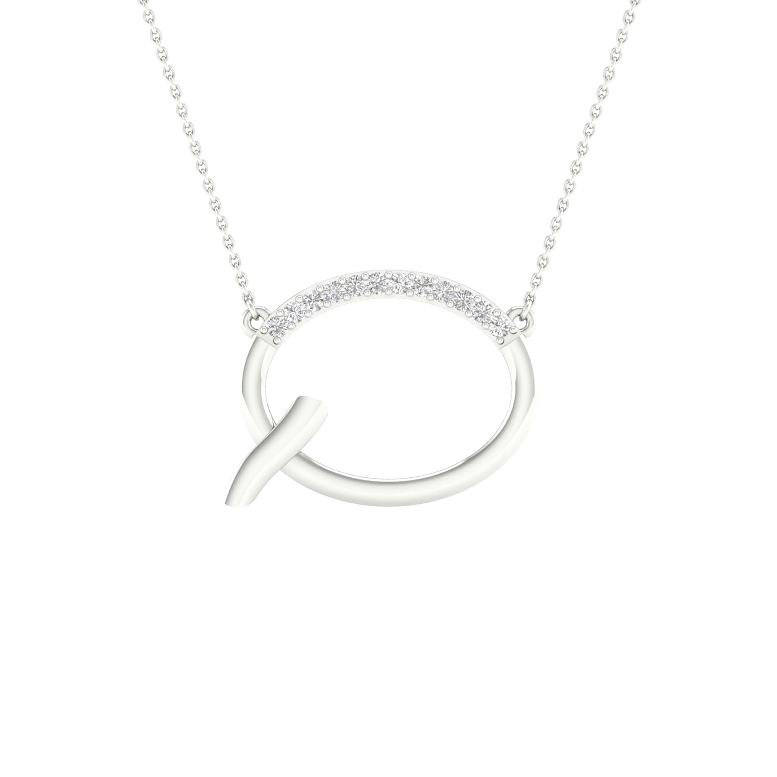 10Kt White Gold 1/20Ctw-Dia Ladies Initial Q" Necklace" (1.08 grams)