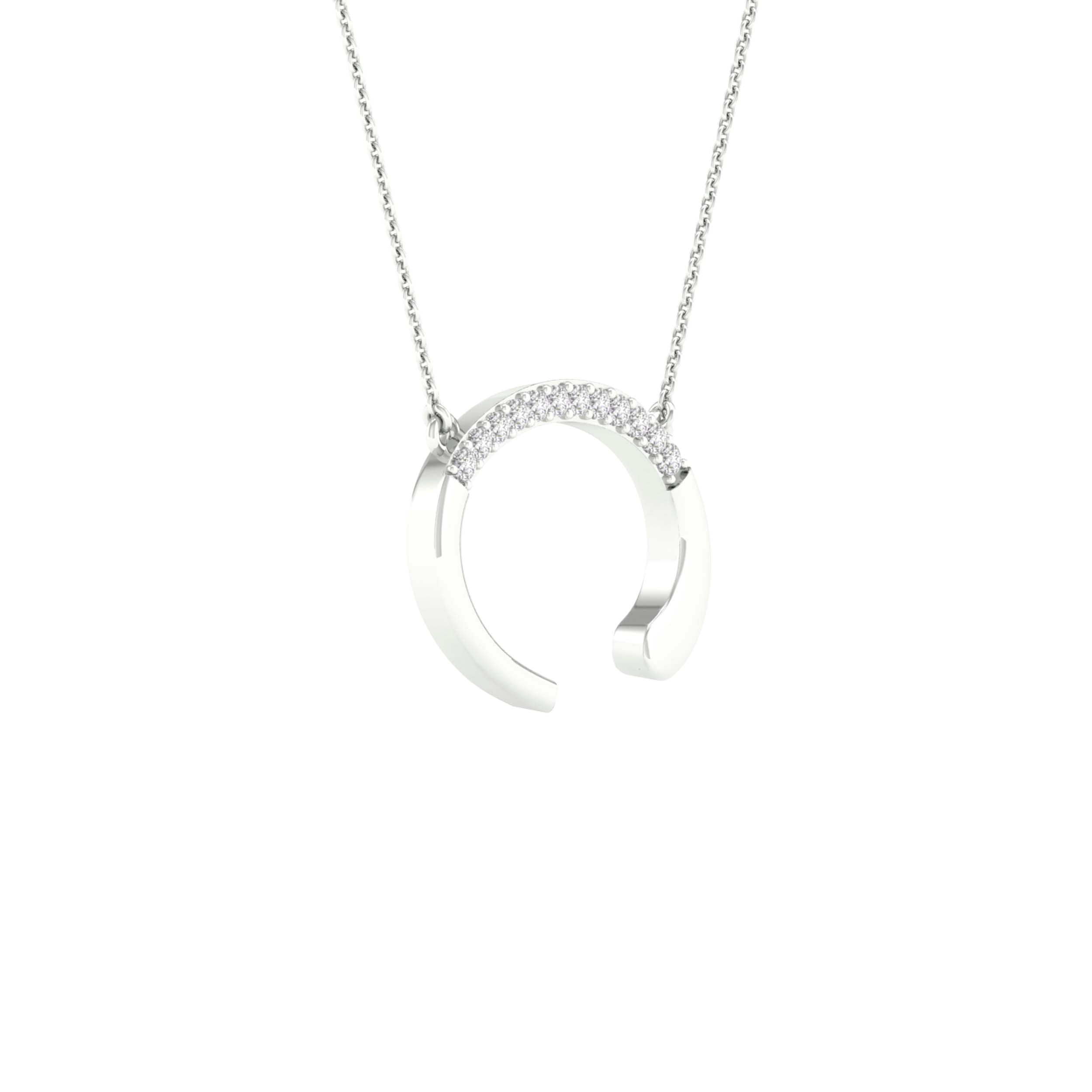 10Kt White Gold 1/20Ctw-Dia Ladies Initial C" Necklace" (1.08 grams)
