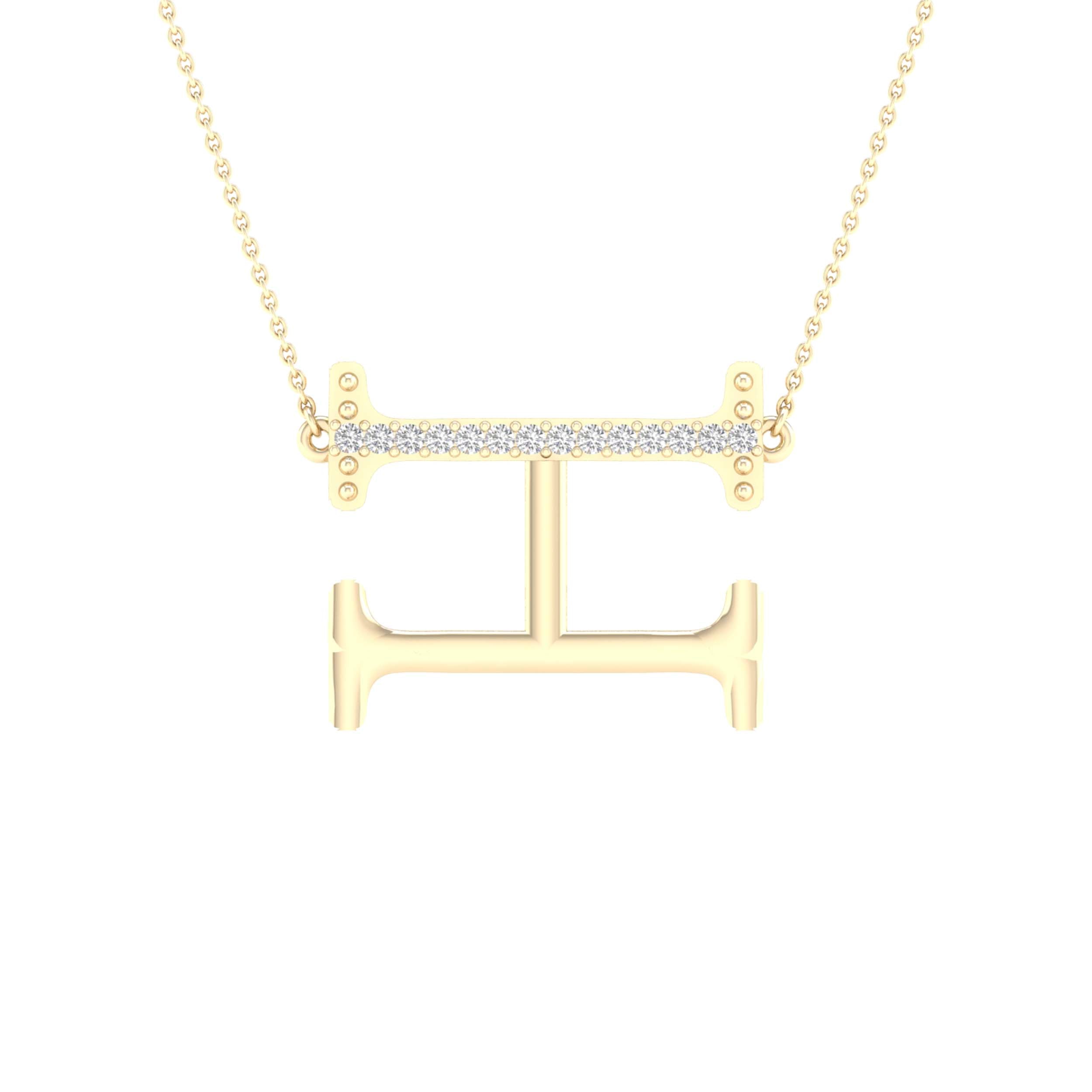 10Kt Yellow Gold 1/20Ctw-Dia Ladies Initial H" Necklace" (1.29 grams)