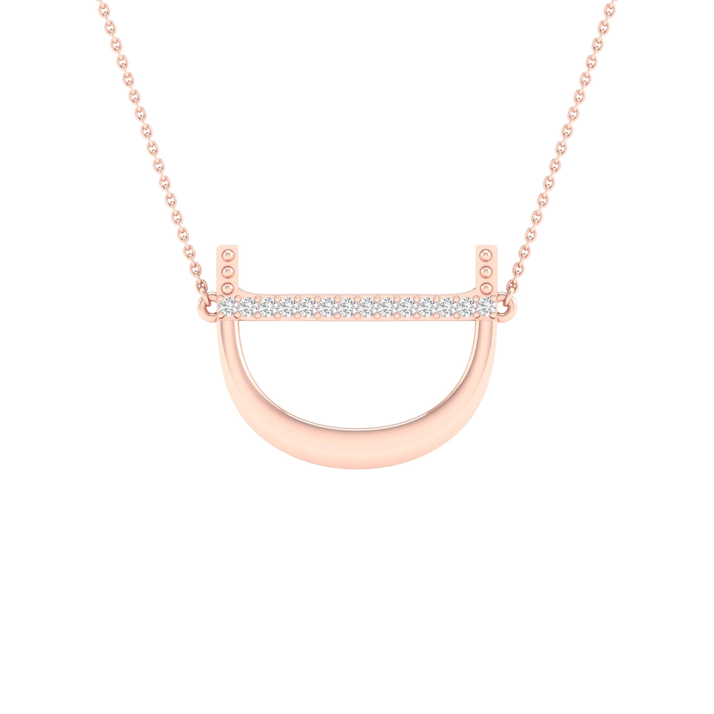 10Kt Rose Gold 1/20Ctw-Dia Ladies Initial D" Necklace" (1.08 grams)