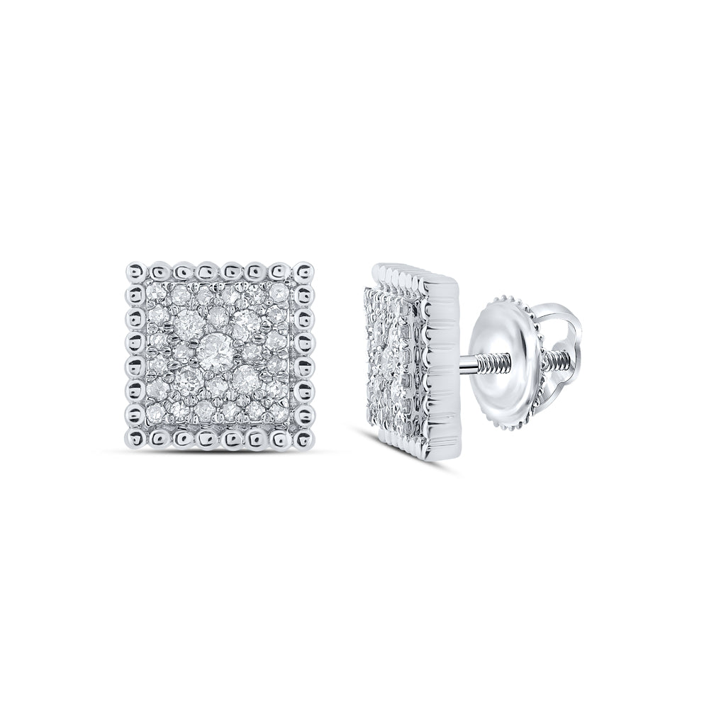 10Kt White Gold 1/4Ct-Diamond Fashion Square Earring (1.52 grams)