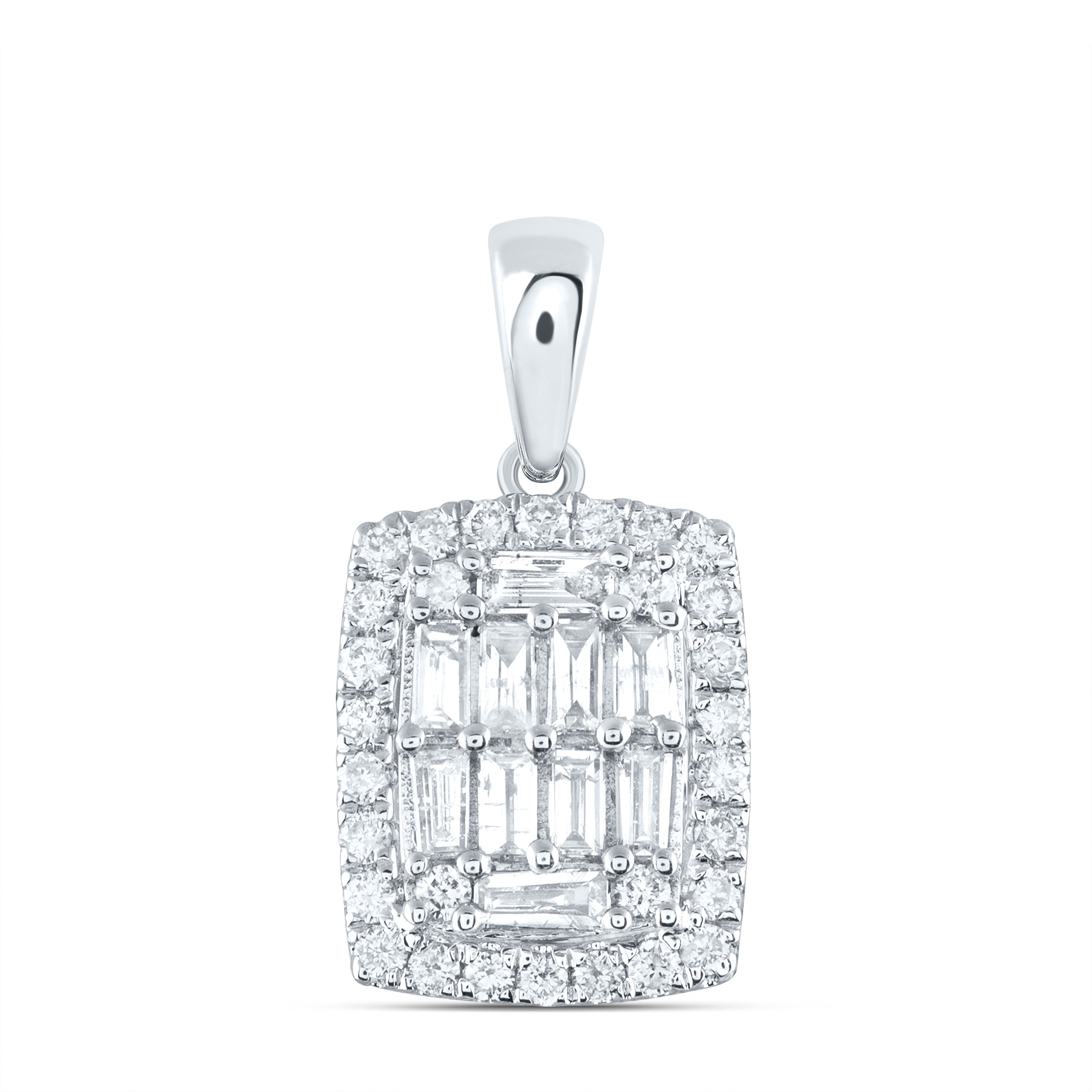 14Kt White Gold 1/2Ct-Dia Ana M Diana Square Pendant (1.36 grams)