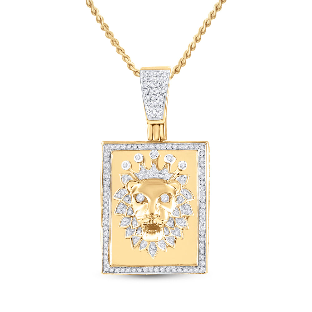 14Kt Yellow Gold 1/2Ct-Dia Micro-Pave Lion Mens Charm (9.76 grams)