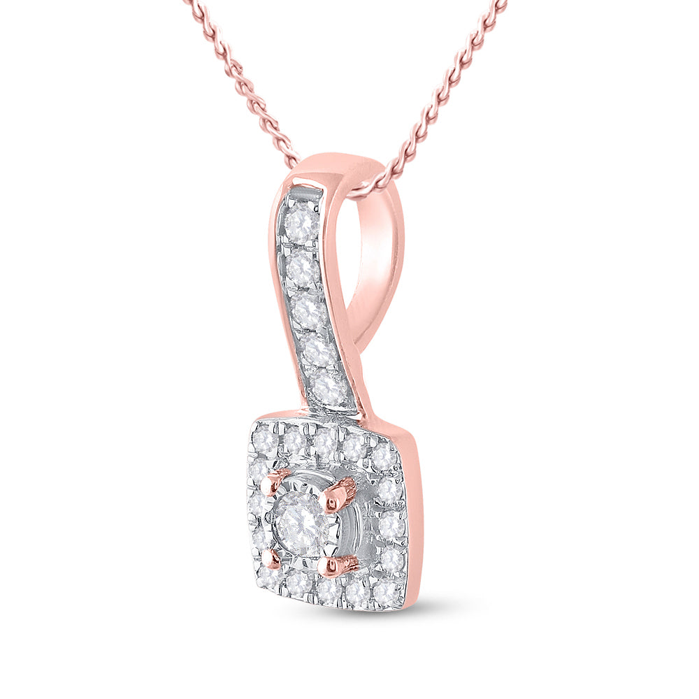 1/5Ct-Dia Cn Micro-Pave Fashion Square Pendant (0.69 grams)