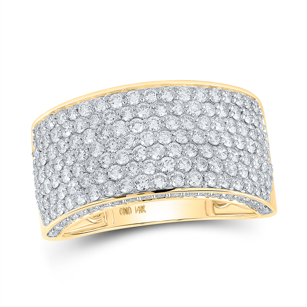 Gold Pave Band Ring 3-1/5 Cttw Round Natural Diamond Mens (7.79 grams)