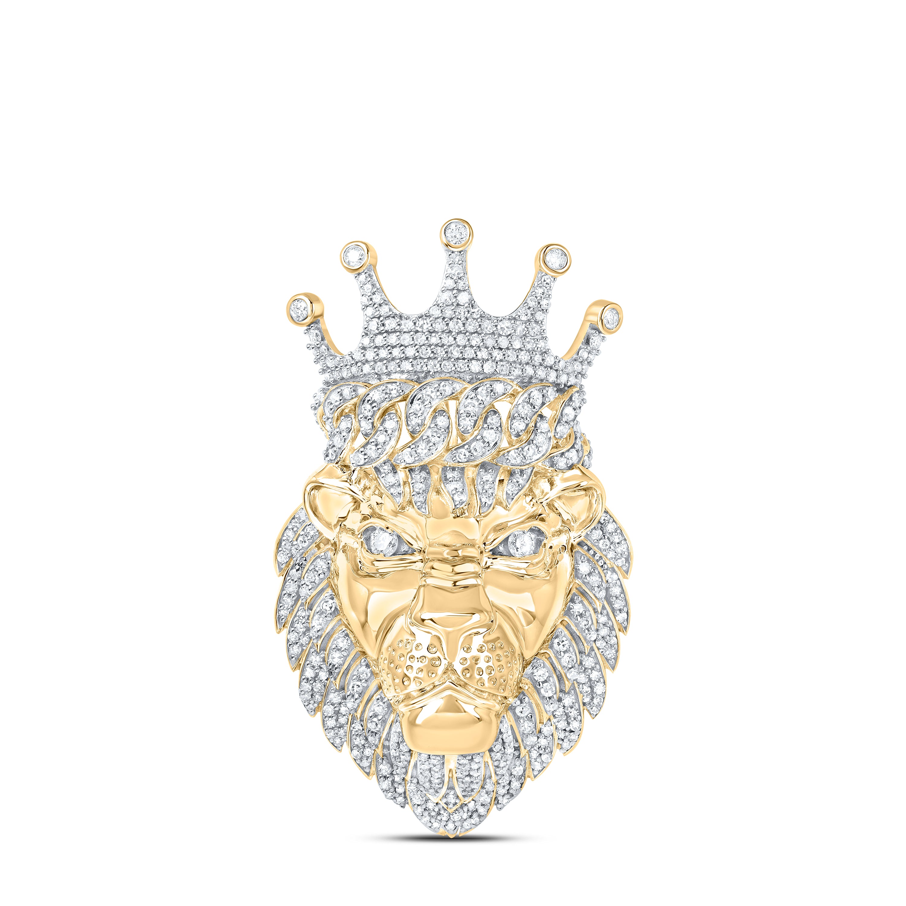 10Kt Yellow Gold 1 3/4Ct-Dia Nk Lion Face Mens Charm (23.5 grams)