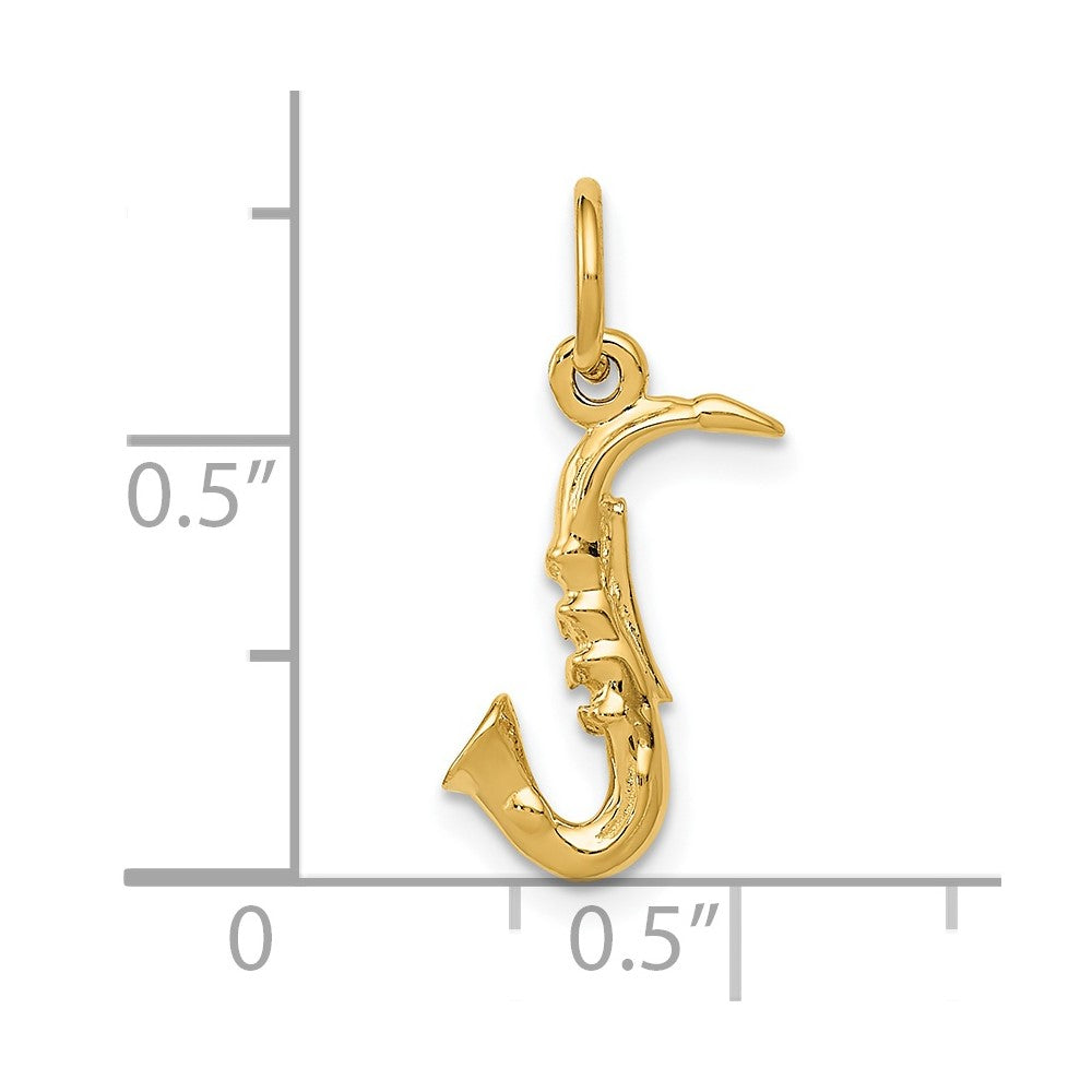 14k Yellow Gold 9 mm 3-D Saxophone Charm (0.82 grams)