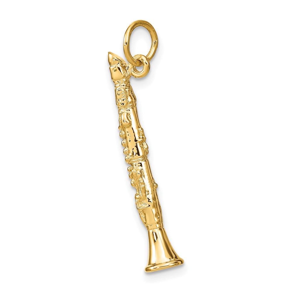 14k Yellow Gold 6 mm 3-D Clarinet Charm (1.97 grams)