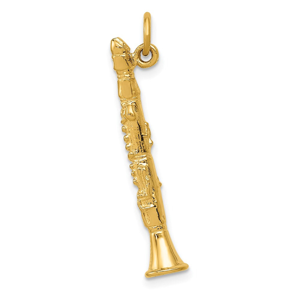 14k Yellow Gold 6 mm 3-D Clarinet Charm (1.97 grams)