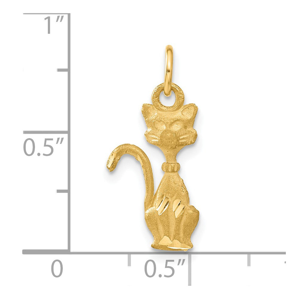 14k Yellow Gold 10 mm Satin Tom Cat Charm (0.94 grams)