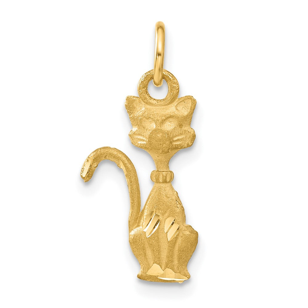 14k Yellow Gold 10 mm Satin Tom Cat Charm (0.94 grams)