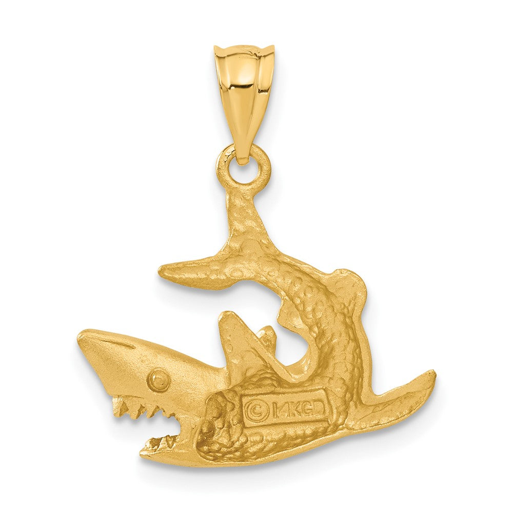 14k Yellow Gold 20 mm Shark Pendant (2.92 grams)