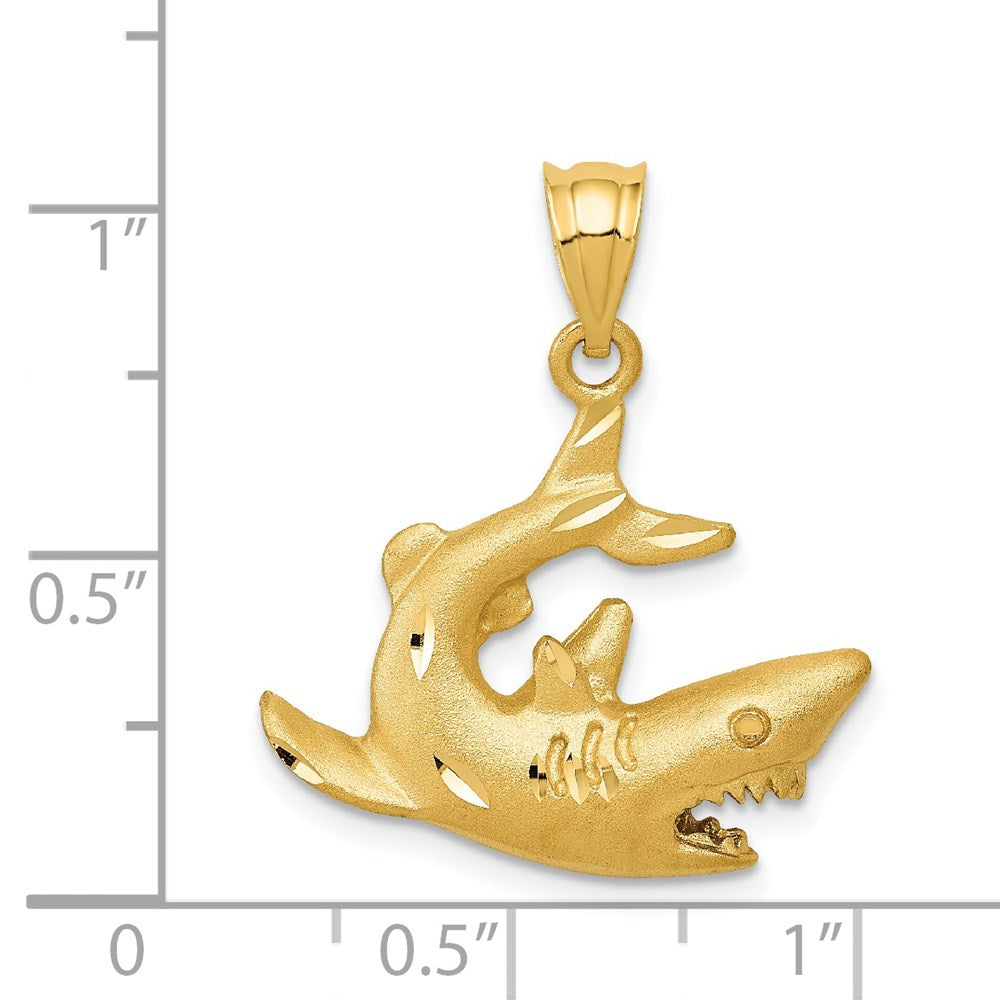 14k Yellow Gold 20 mm Shark Pendant (2.92 grams)