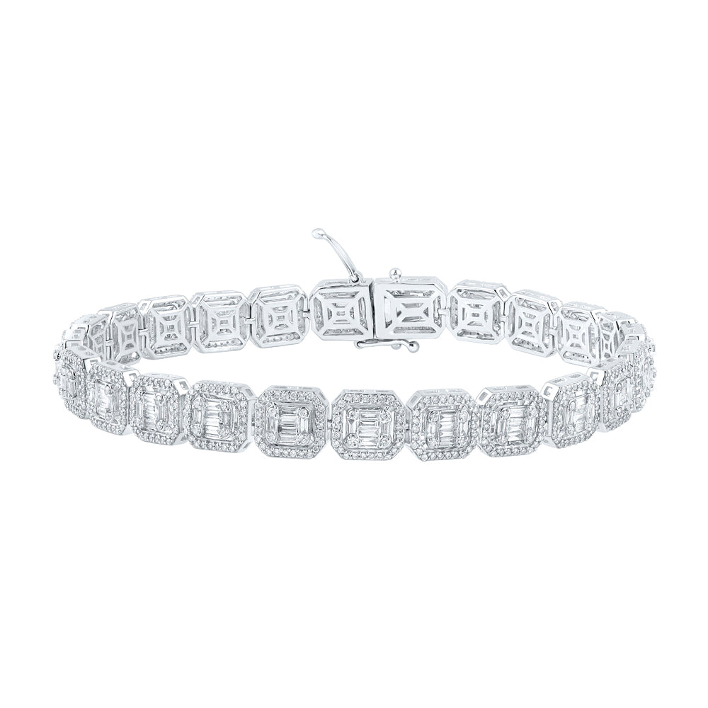 14Kt White Gold 5 3/4Ct-Dia Ana M Mens Bracelet(9 Inch) (33.33 grams)