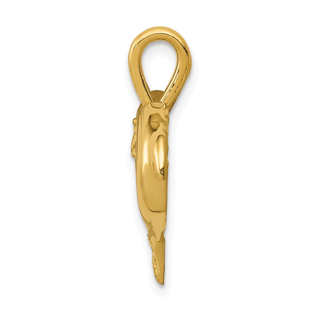 14k Yellow Gold 20 mm Dolphin Heart Pendant (2.16 grams)