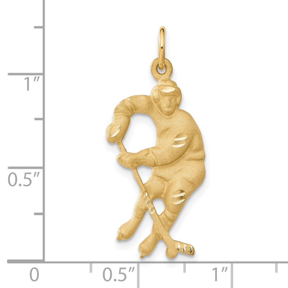 14k Yellow Gold 14 mm Hockey Player Charm (2.37 grams)