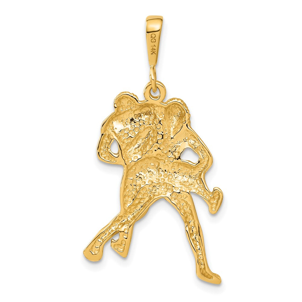 14k Yellow Gold 20 mm Satin and Diamond-cut Wrestlers Charm (3.33 grams)
