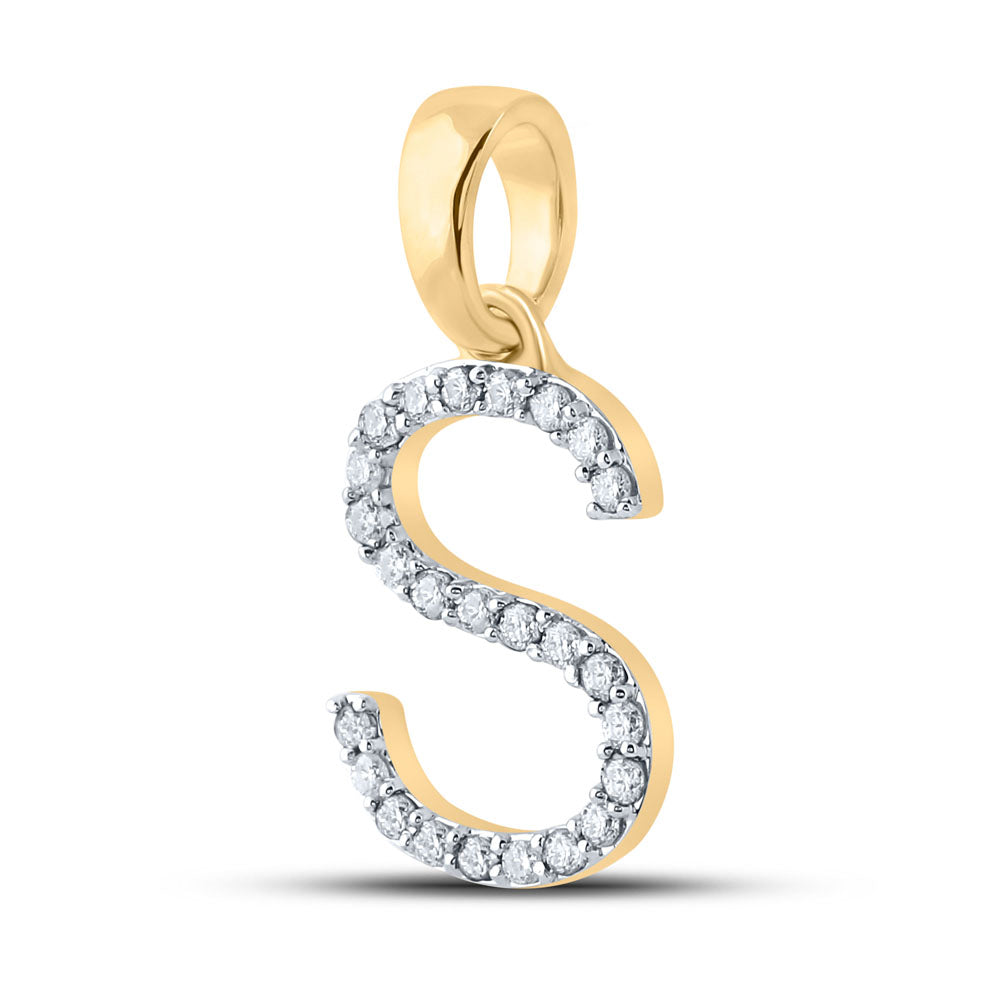 10Kt Yellow Gold 1/5Ct-Dia Cn Ladies Initial S" Pendant" (0.92 grams)