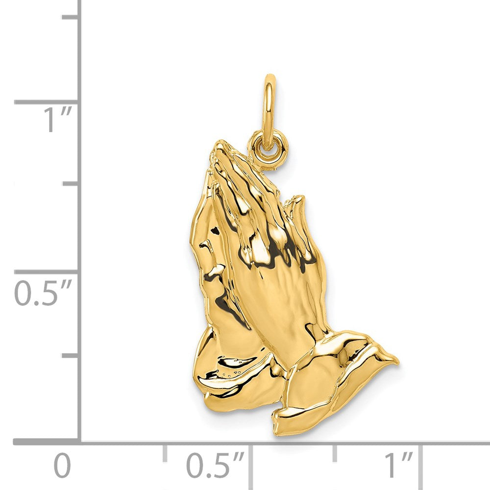 14k Yellow Gold 19 mm Praying Hands Pendant (1.38 grams)