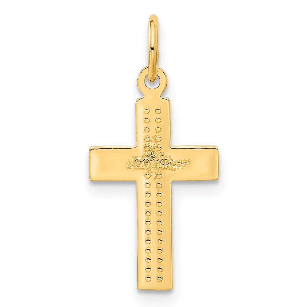 14k Yellow Gold 11 mm Small Diamond-cut Cross Pendant (0.9 grams)