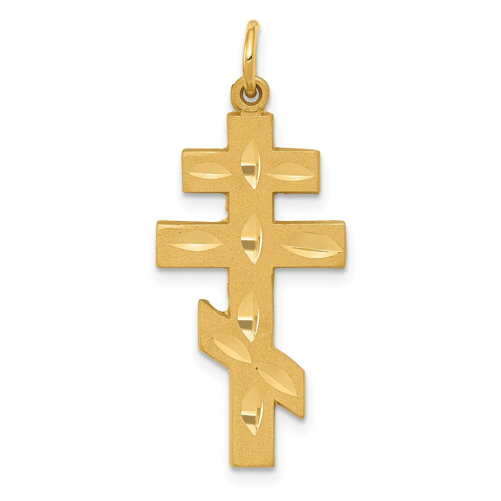 14k Yellow Gold 14 mm Eastern Orthodox Cross Pendant (1.96 grams)