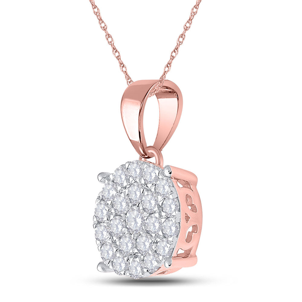 10Kt Rose Gold 2Ctw-Dia Cindy Round Pendant (5.35 grams)