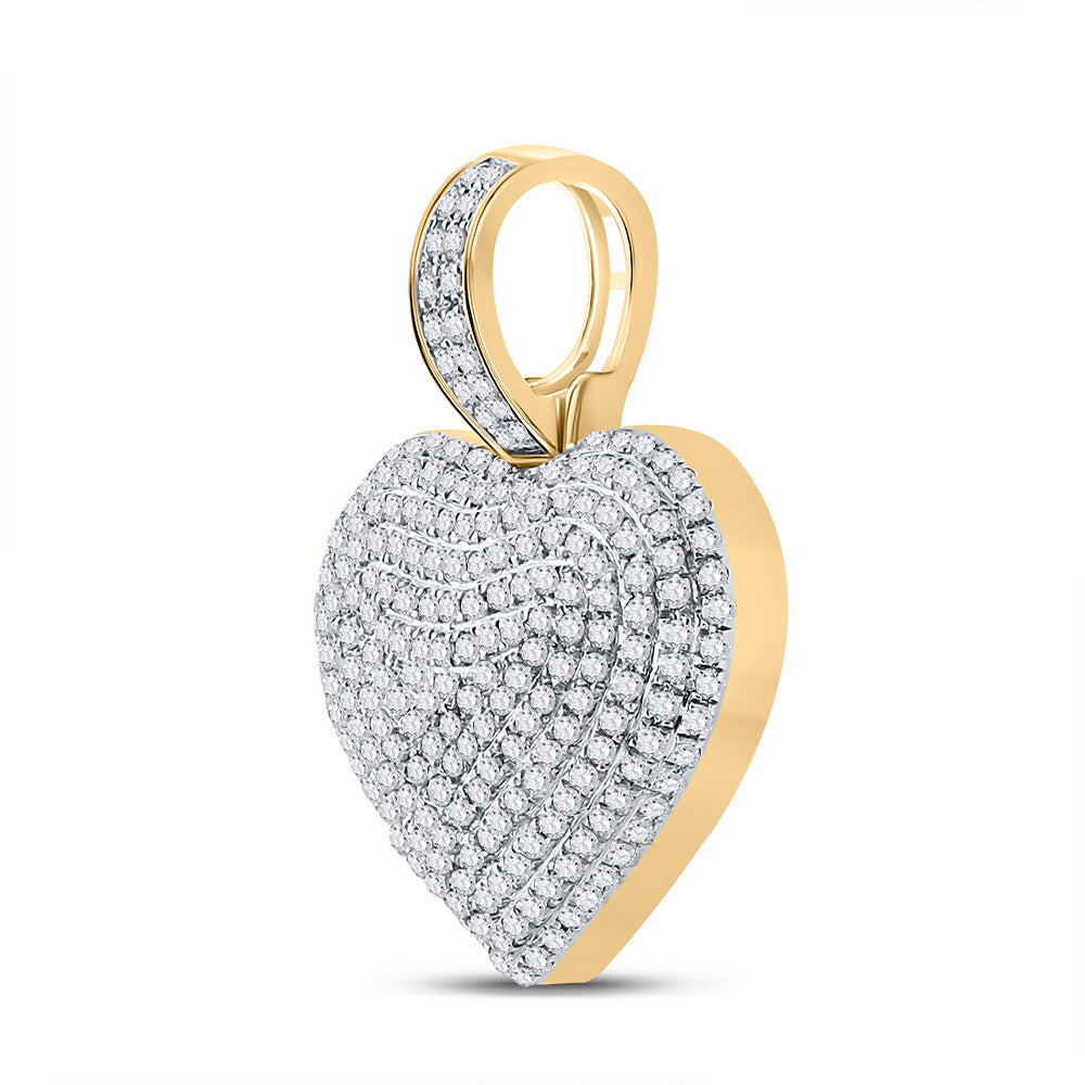 Gold Heart Heart Charm Pendant 3/4 Cttw Round Natural Diamond Mens (3.27 grams)