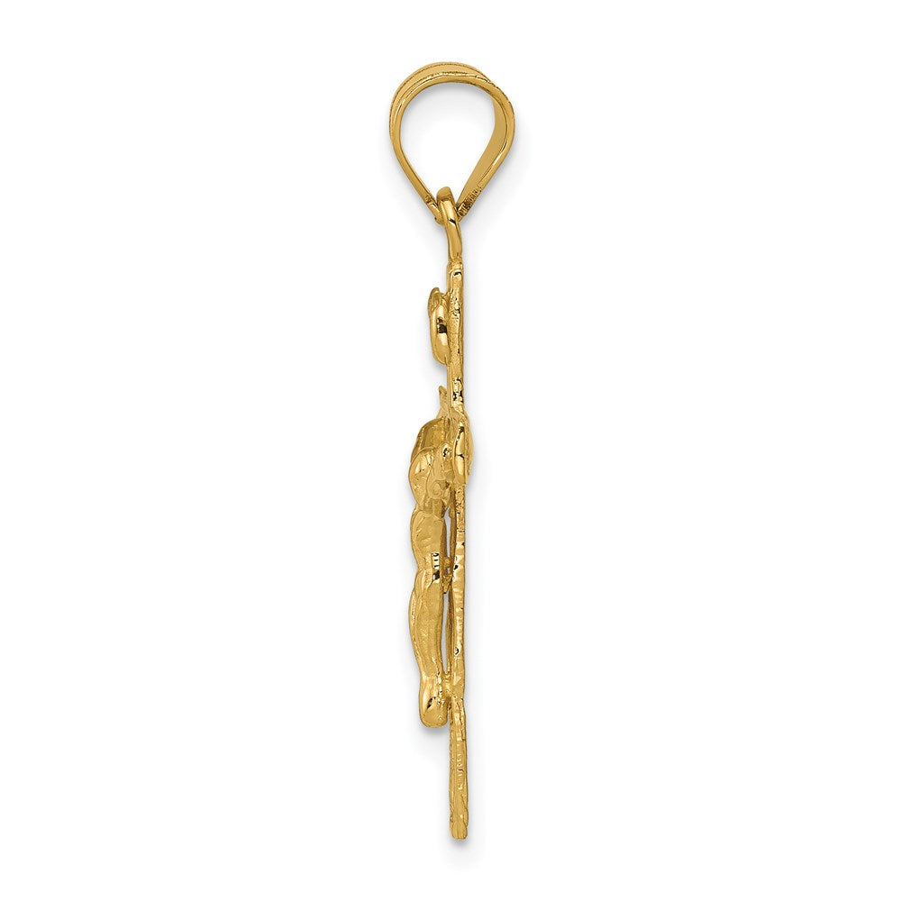 14k Yellow Gold 9 mm INRI Jesus Crucifix Charm (0.92 grams)