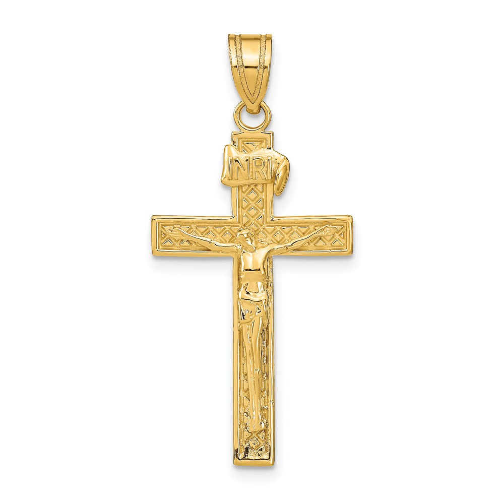 14k Yellow Gold 17 mm INRI Jesus Crucifix Pendant (2.48 grams)