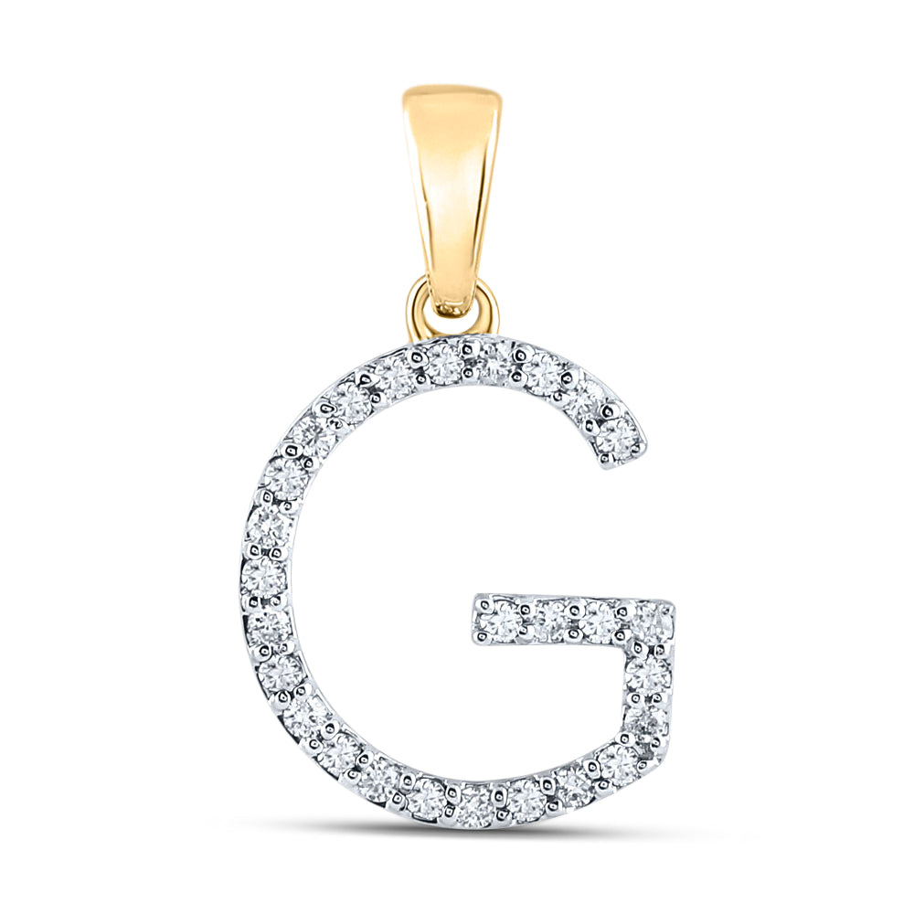 Gold G Initial Letter Pendant 1/5 Cttw Round Natural Diamond Womens (1.13 grams)